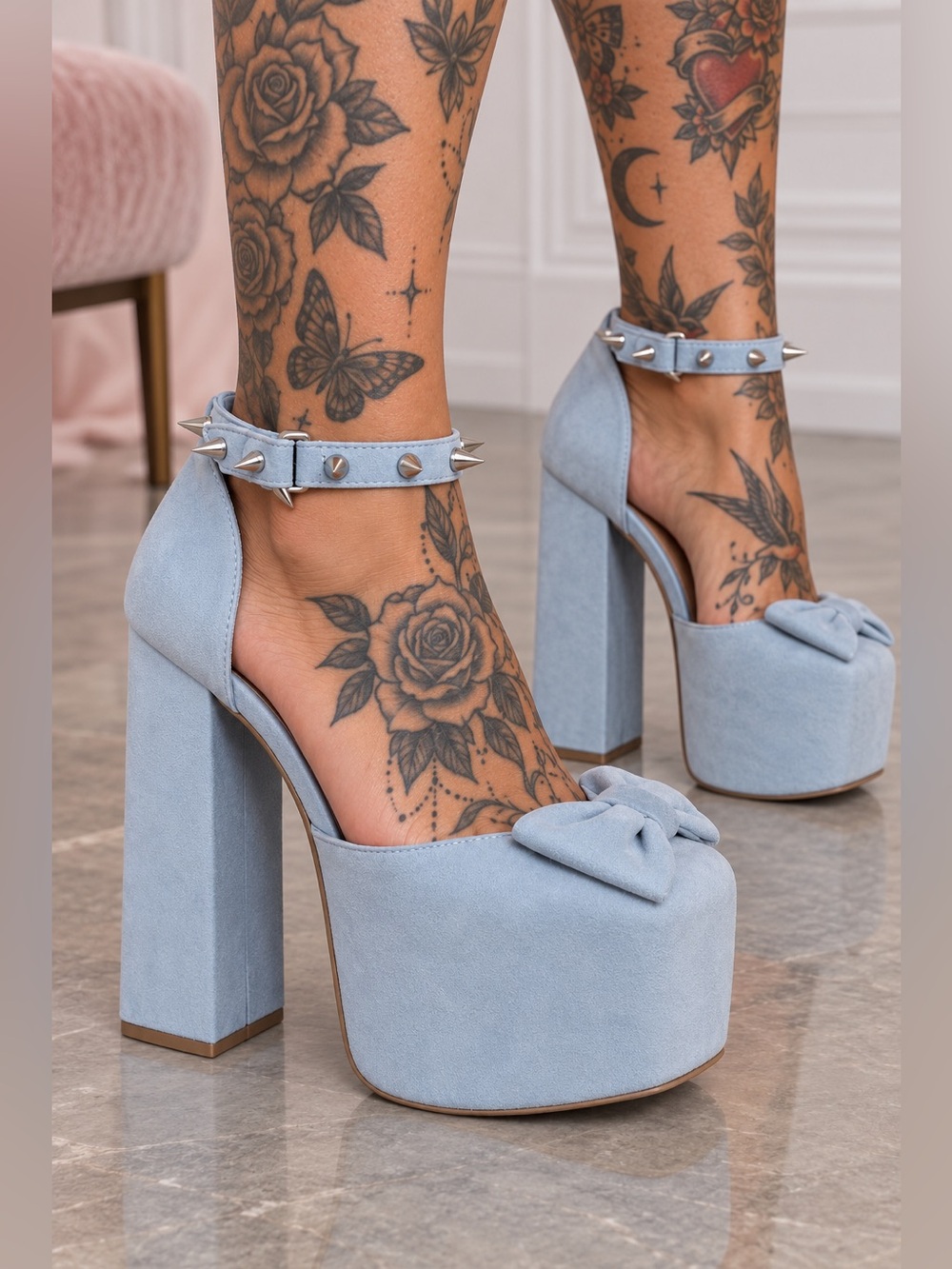 Charla Tedrick Suede Platforms with Interchangeable Strap